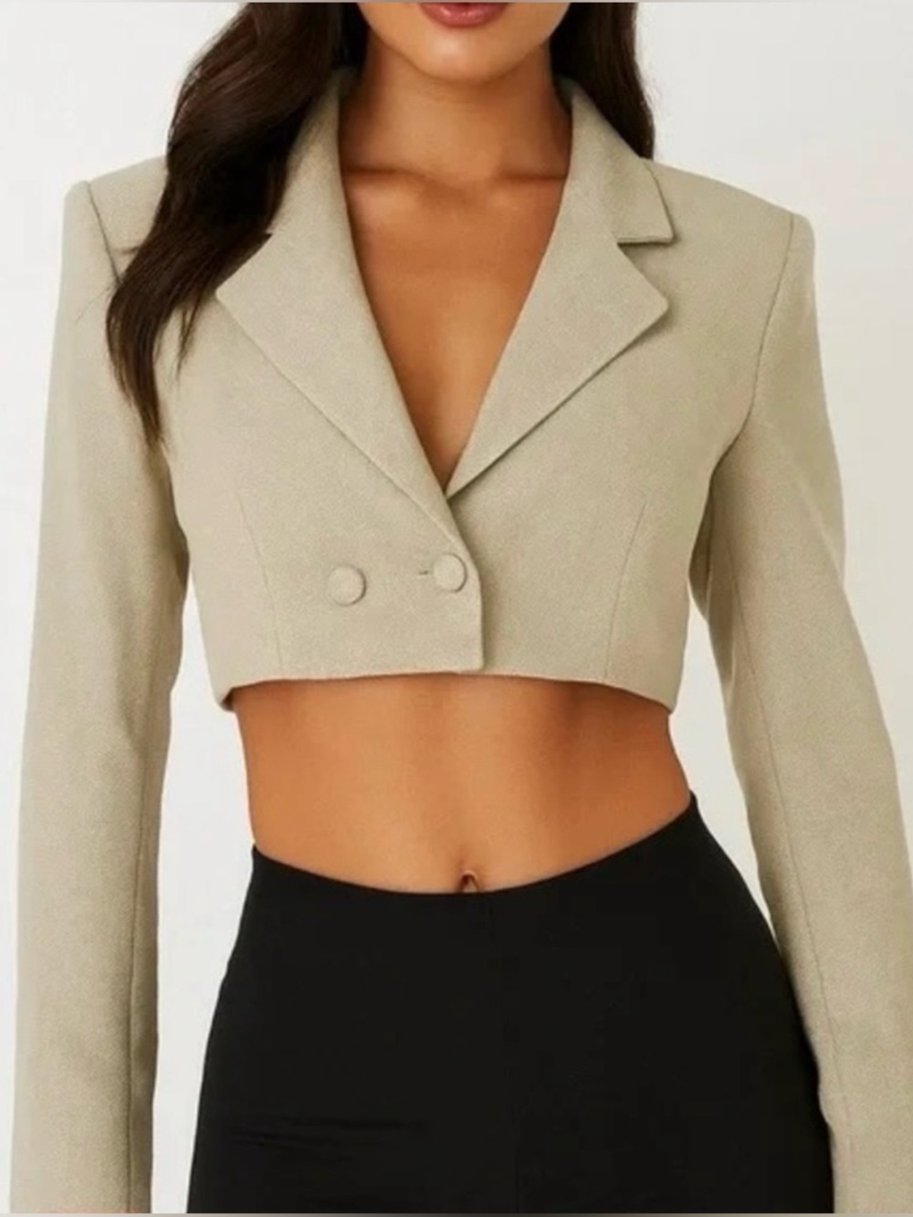 House of Harlow 1960 Seafoam Green Tweed Cropped Blazer Jacket Sz Large